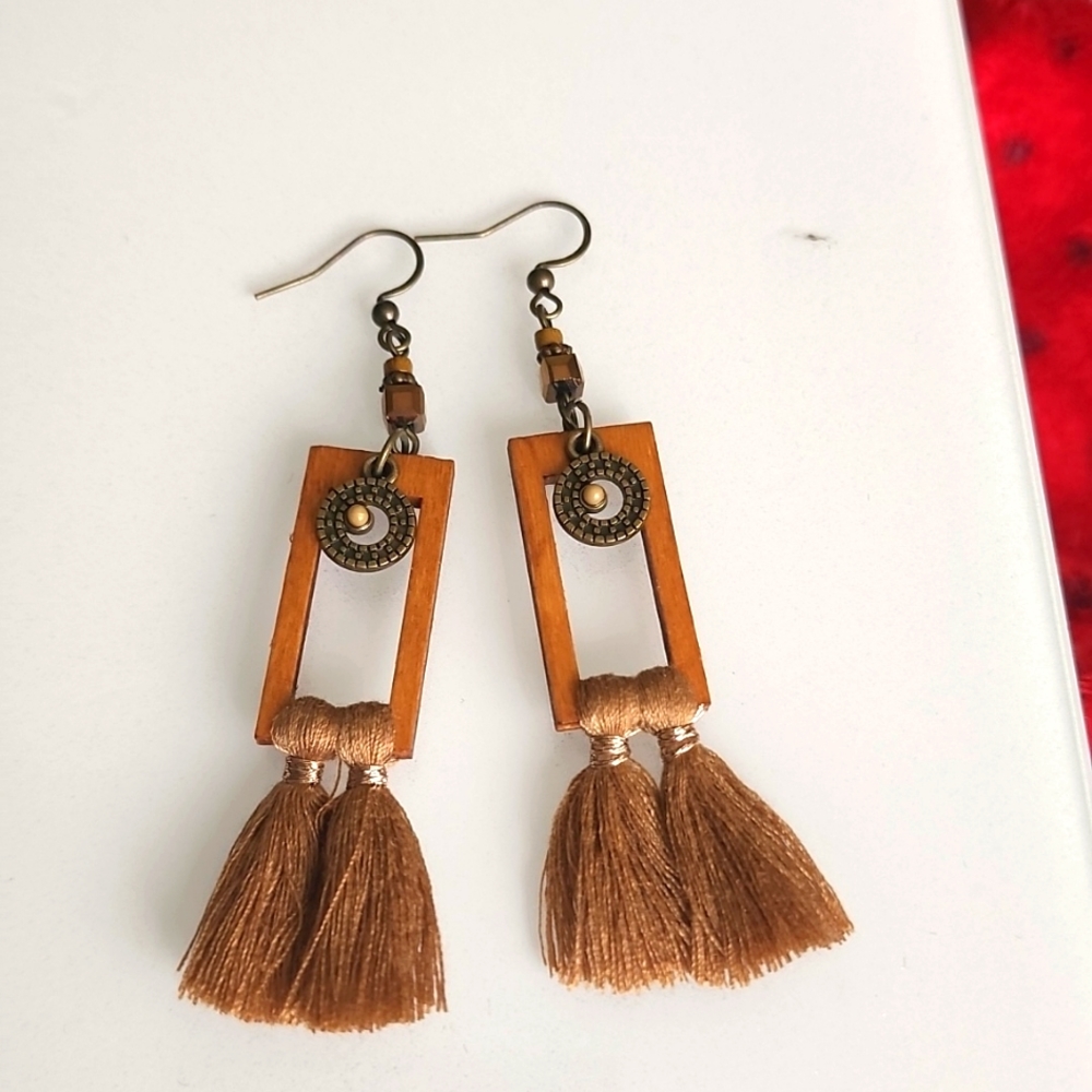 Earrings Wood Geometric Tribal Earrings 10$